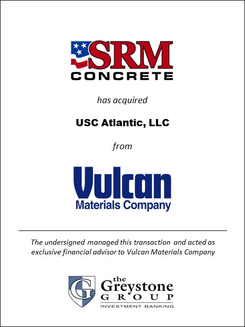Greystone Announces Sale of USC Atlantic to SRM Concrete